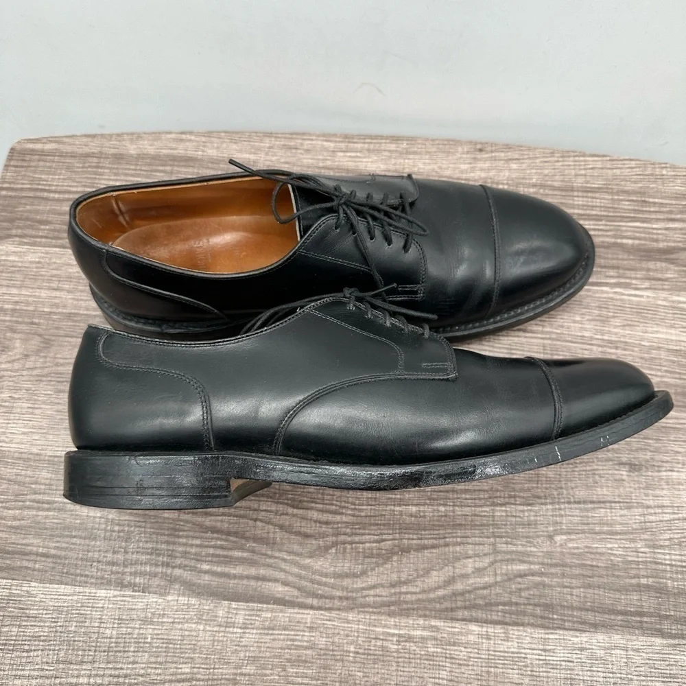 ALLEN EDMONDS Black leather men's oxford Lace up hand crafted dress shoe.  12D